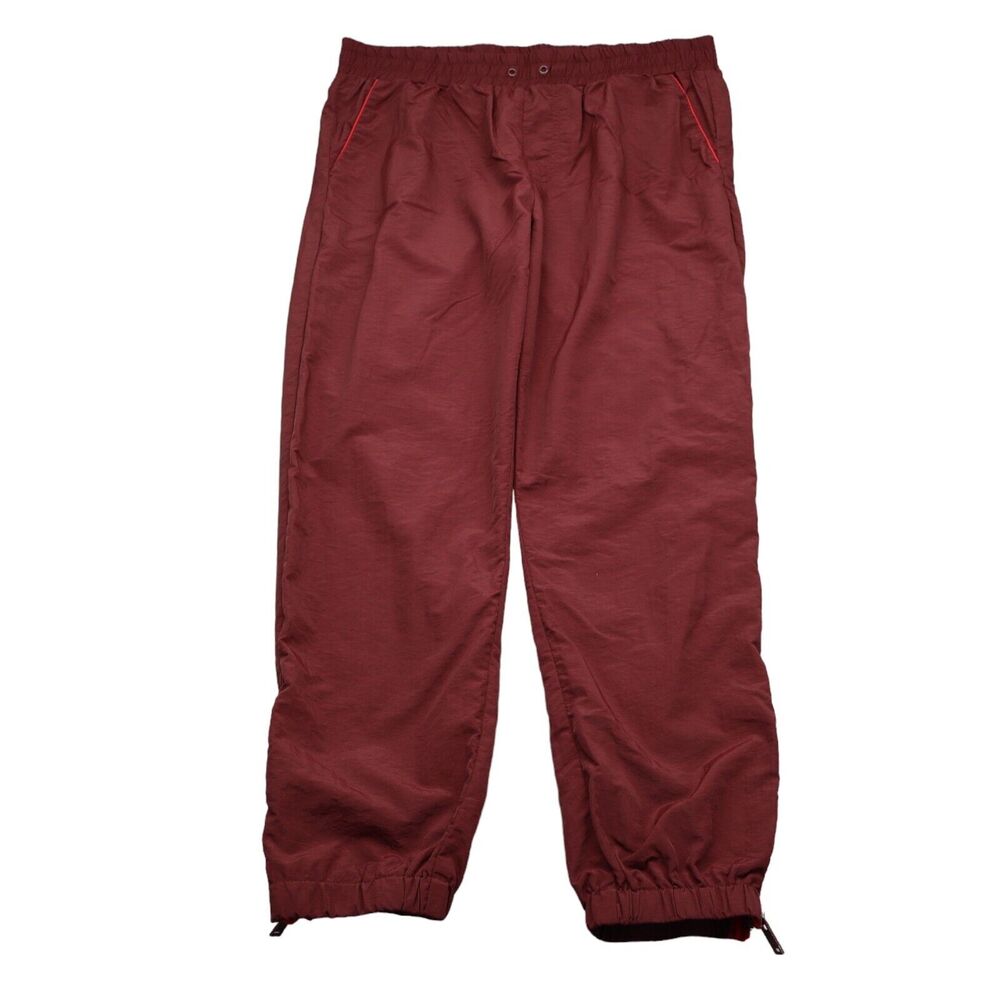 Forever 21 Pants Mens XL Red High Rise Slash Pocket Side Hem Zip Track Pants